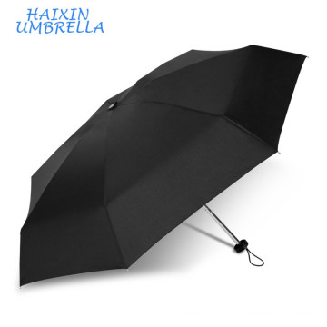 Mini paraguas plegable plegable promocional elegante negro 5 con el marco de aluminio